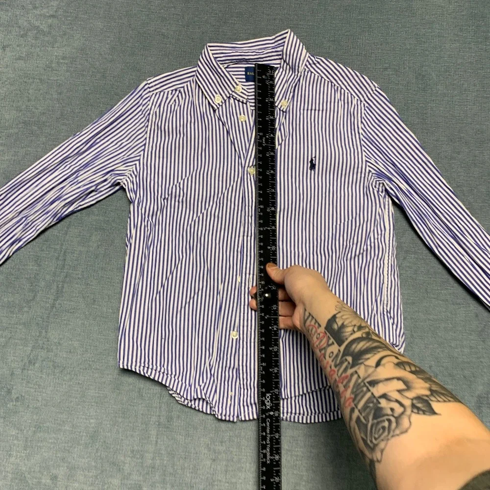 Ralph Lauren Shirt Boys 6 Blue White Striped Long Sleeve Classic Button Down